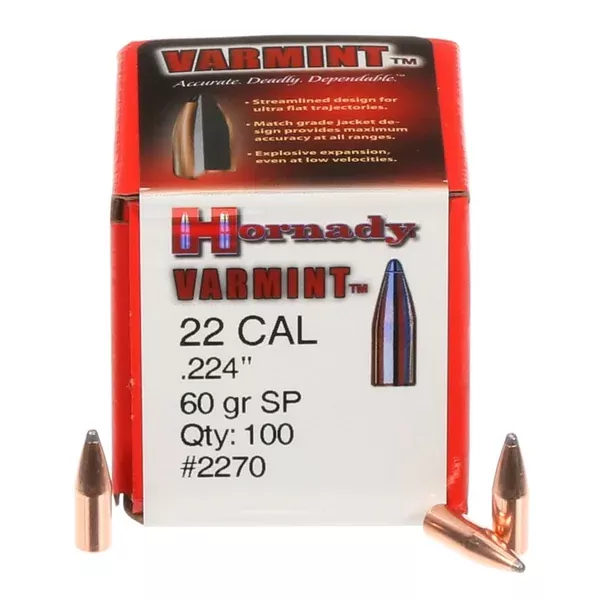 22-cal-224-60-grain-sp-bullets .22 Cal .224 60 Grain SP Bullets