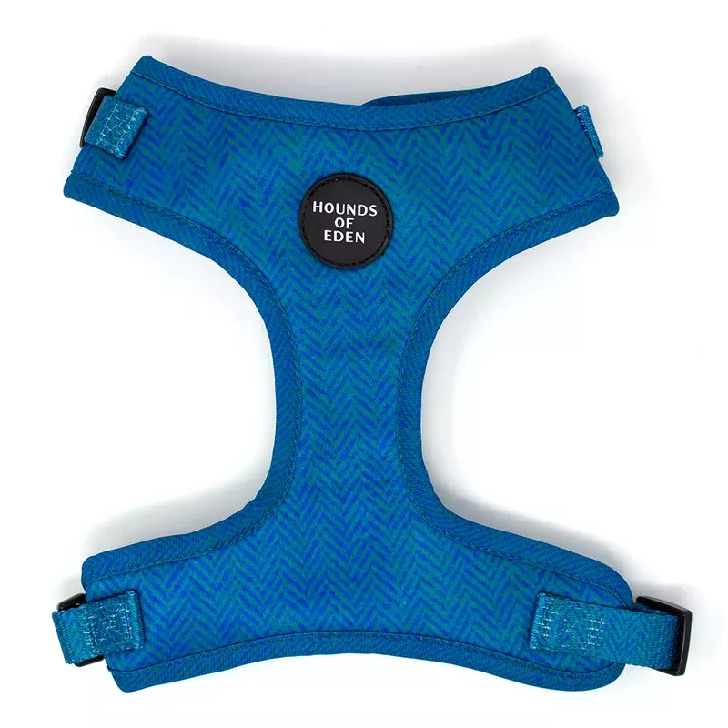 bruce-blue-teal-herringbone-dog-harness ‘Bruce’ – Blue & Teal Herringbone Dog Harness