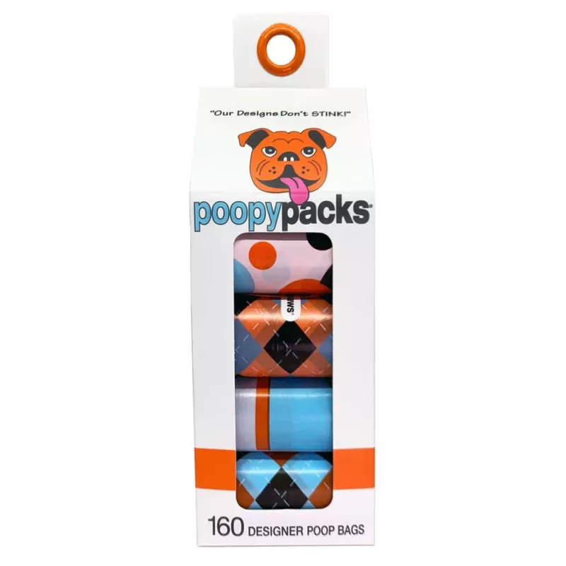 Poopy Packs 8 Rolls Dog Poop Bags Orange