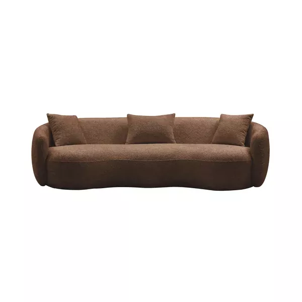 [SantaChoice] 93.6 inch Mid Century Modern Curved Living Room Sofa, Boucle Fabric Couch for Bedroom, Office, Apartment, Brown