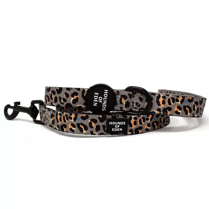 steel-leopard-khaki-grey-dog-lead ‘Steel Leopard’ – Khaki/Grey Dog Lead
