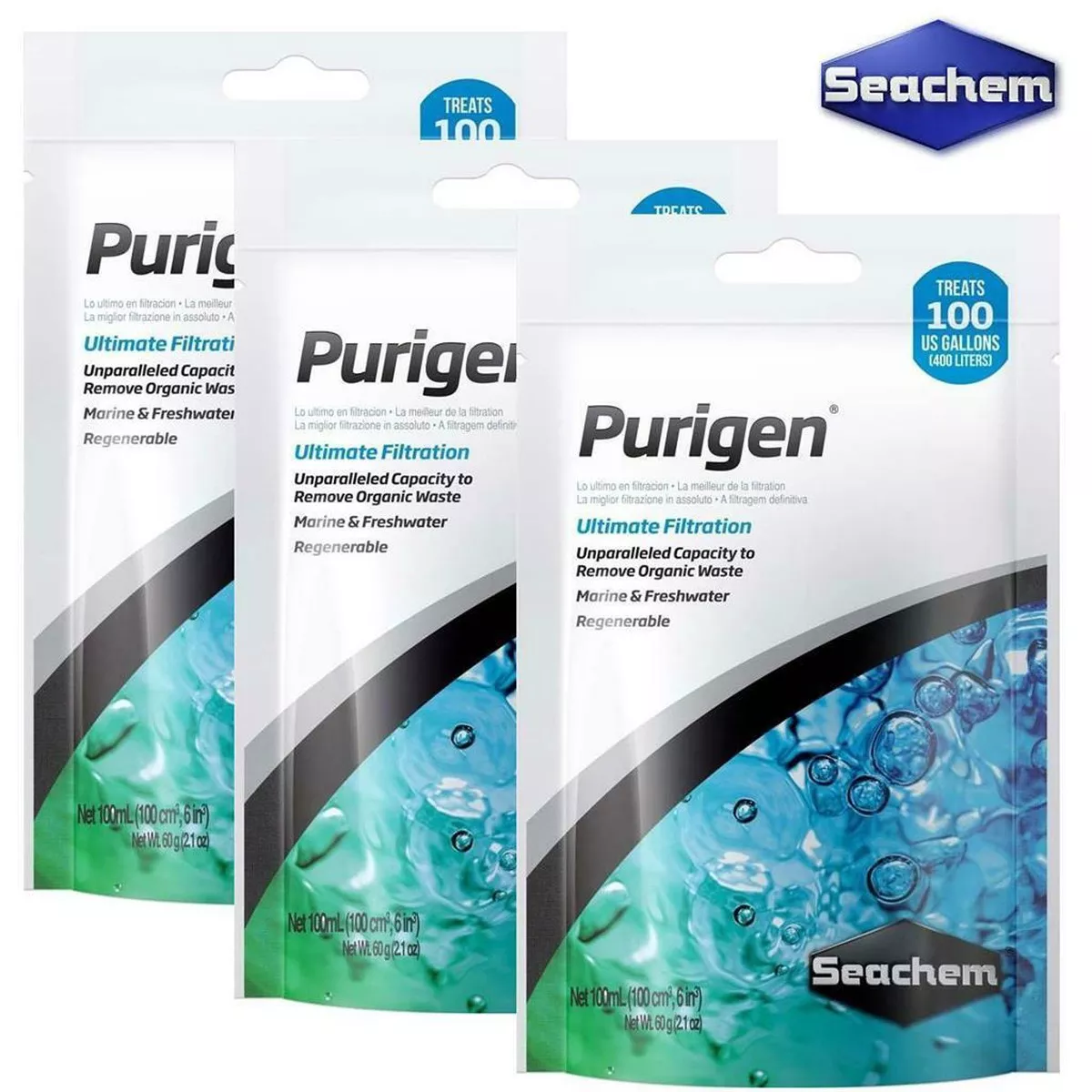 three-pack-purigen-bagged-100-ml-seachem (THREE PACK) Purigen Bagged (100 mL) – Seachem