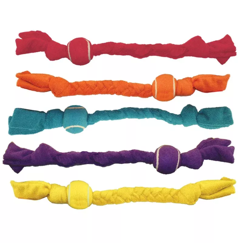 throw-in-towel-with-tennis-ball-dog-toy-19-l-assorted “Throw in The Towel” with Tennis Ball Dog Toy, 19″L Assorted
